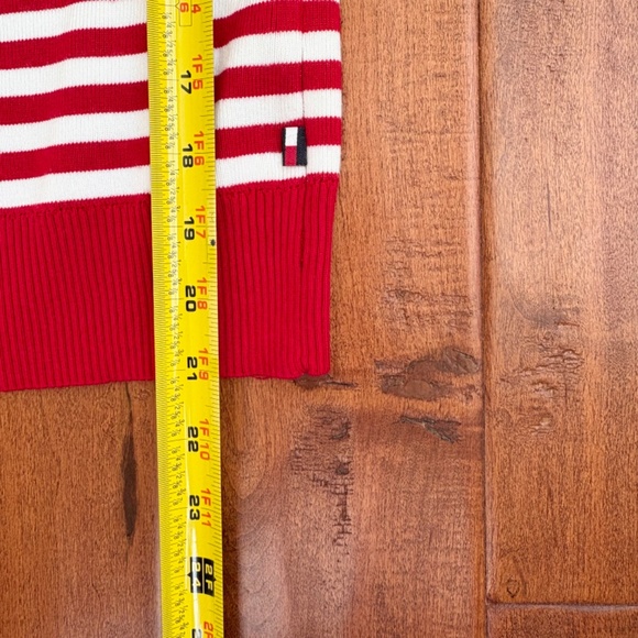 Tommy Hilfiger Striped Cap-Sleeve Sweater Womens Size L Red/White - Picture 4 of 7
